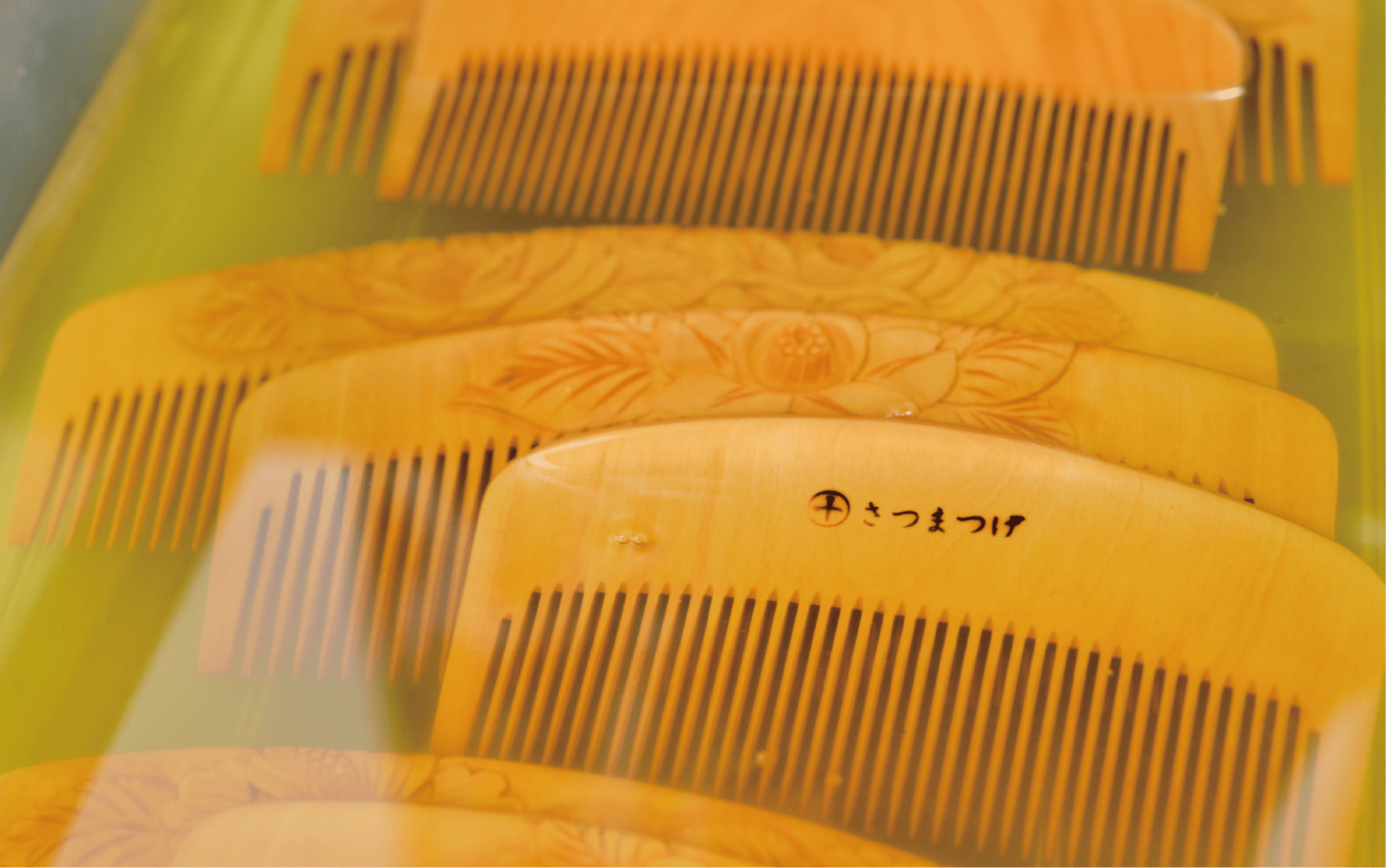 【鹿児島県指定 伝統的工芸品】薩摩つげ櫛(荒櫛)・手作り布ケースセット※約10.5cm(喜多つげ/029-1114)