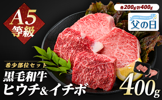 【父の日ギフト】希少部位『ヒウチ＆イチボ』A5等級鹿児島県産黒毛和牛食べ比べステーキ(カミチク/IB112-009f)