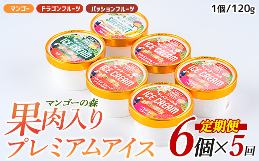 【全５回定期便】ゴロゴロ果肉入りアイス6個入定期便(マンゴーの森/Z060-291) アイス フルーツ マンゴー スイーツ シャーベット