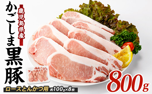 【10営業日以内に発送】かごしま黒豚ロースとんかつ用約100g×8枚(岡村商店/A-160)  鹿児島 黒豚 豚肉 豚 肉 六白黒豚 鹿児島県産 指宿市産 国産 ロース 豚ロース とんかつ トンカツ 豚かつ 豚カツ 冷凍 小分け 指宿市