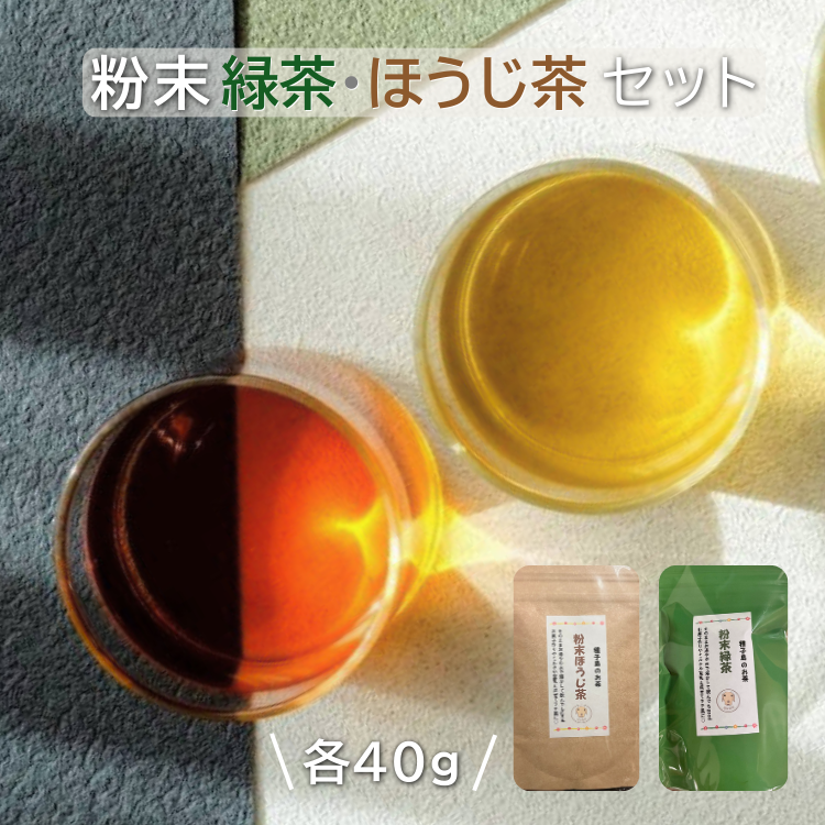 【たねがしまる4000】粉末 茶セット（緑茶・ほうじ茶）  NFN947【100pt】 // オーガニック 農薬不使用 一番茶 自園自製 手作業 パウダー ふんまつ フンマツ