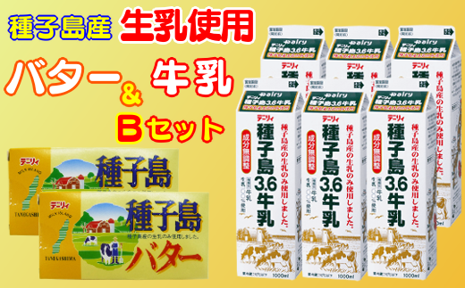 種子島 3.6牛乳 と 種子島 バター の セット（Ｂ）  NFN260 【 375pt】