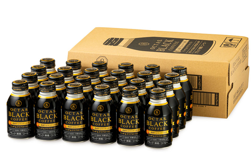 E5-2267／【3回定期】オクタス ブラックコーヒー ボトル缶 48本 温泉水抽出・深煎り（フレンチロースト）焙煎豆使用 無糖