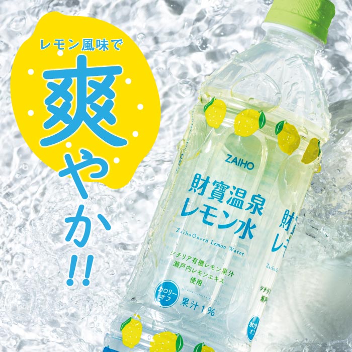 D4-2260／【3回定期】 財寶温泉 レモン水 500ml×48本 財宝