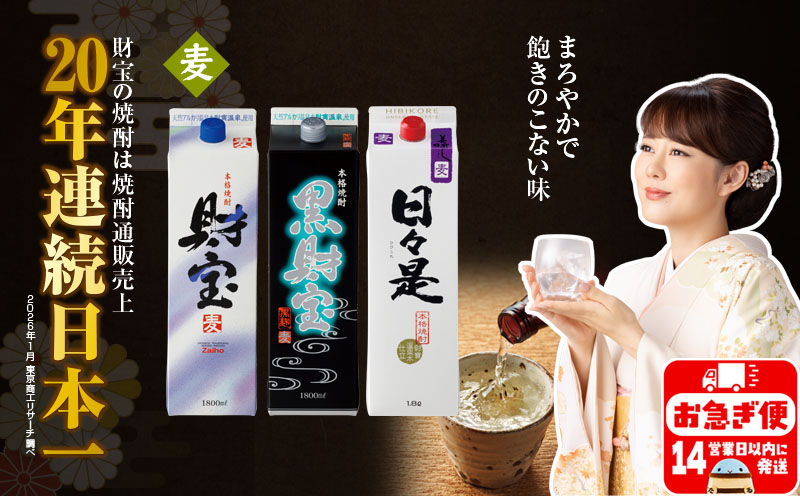 A1-22559／【麦焼酎】紙パック 3種3本 温泉水 財宝 鹿児島 焼酎 お酒