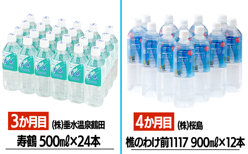 H8-4501／【6ヶ月定期便】垂水市 温泉水 6社飲み比べ