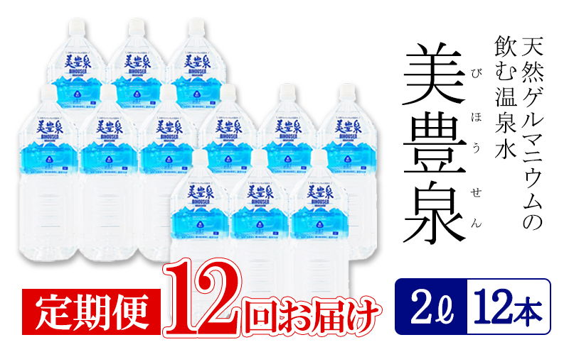 J19-1405／【12回定期便】飲む温泉水/美豊泉(2L×12本)