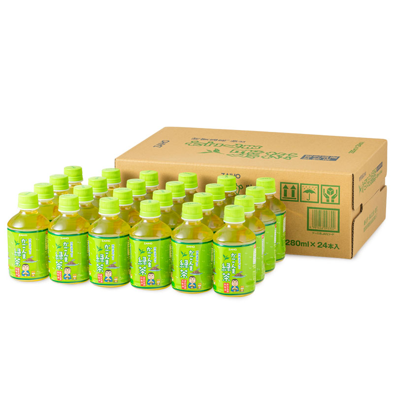 C3-22126／【3回定期】かごんま緑茶 280ml×48本 ペットボトル 鹿児島 知覧茶葉 使用 天然アルカリ温泉水 財寶温泉 抽出 財宝