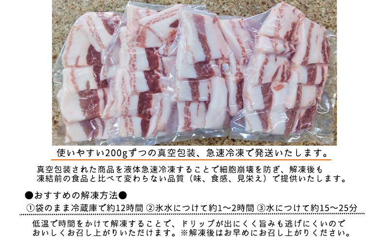 A1-30139／鹿児島県産黒豚　カルビ BBQ・焼肉用 800g (200g×4) - 急速冷凍