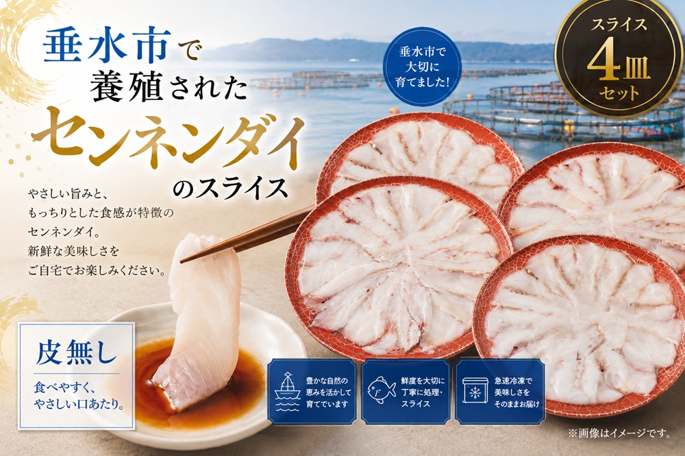 C3-7710／康秀の千年鯛 刺し身スライス 4皿