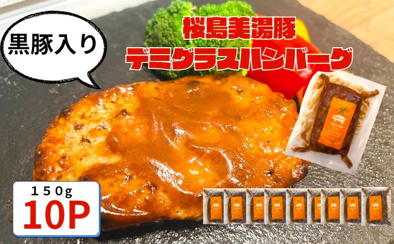 A1-0443／鹿児島県産 桜島美湯豚　デミグラスソース ハンバーグ 150g×10個