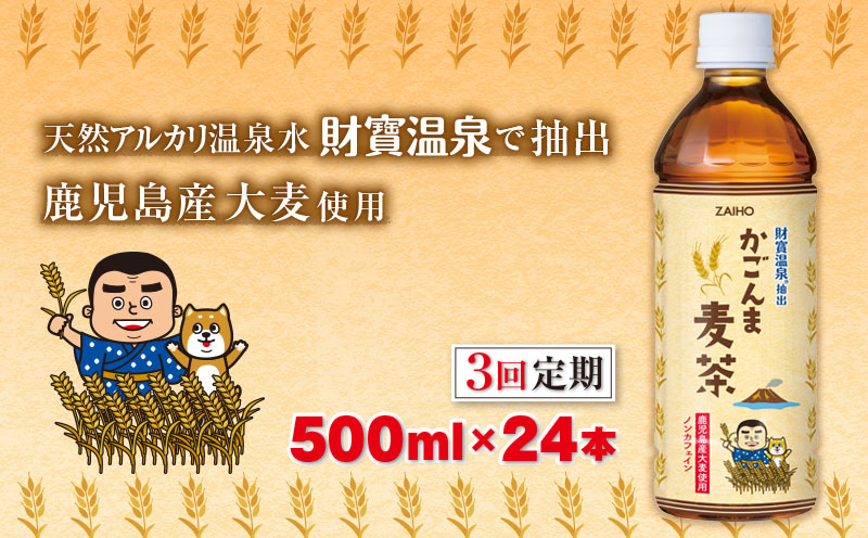 B2-22127／【3回定期】かごんま麦茶　500ml×24本