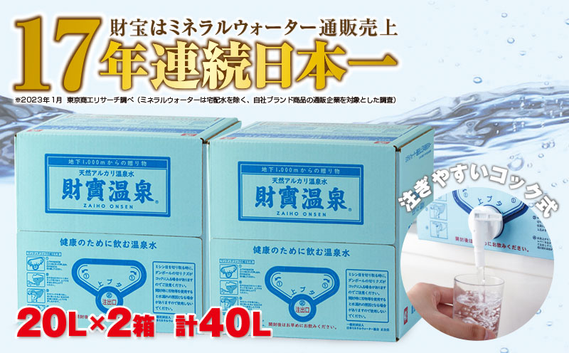 A1-22480／日本一売れている天然アルカリ温泉水20L×2