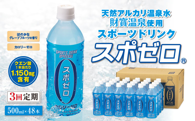 D4-2261／【3回定期】 財寶温泉 スポーツドリンク ペットボトル 500ml×48本