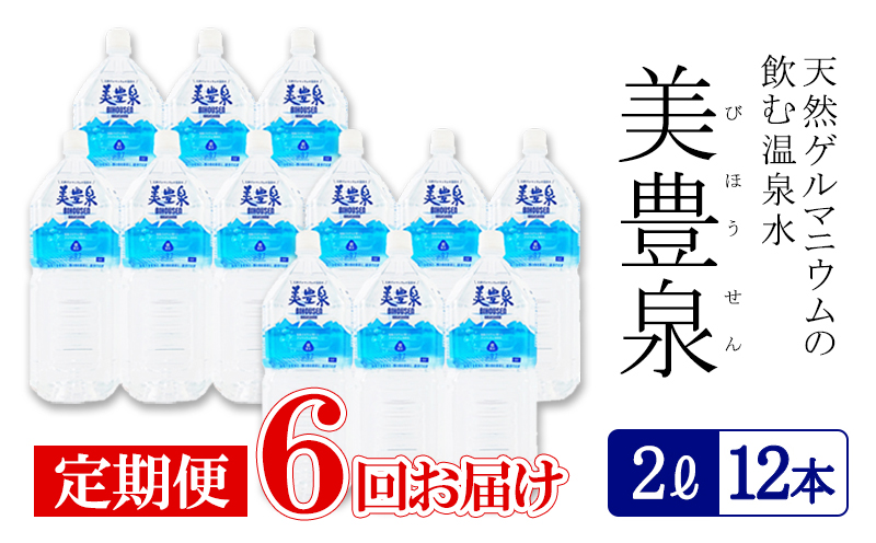 I9-1402／【6回定期便】飲む温泉水/美豊泉(2L×12本)