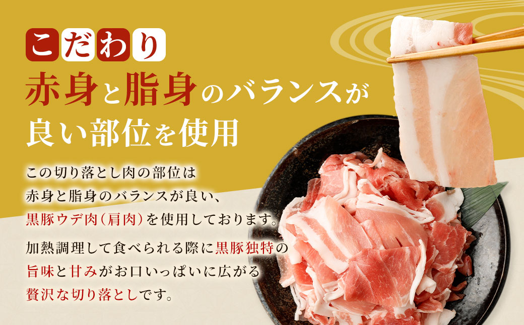 GSR-032 【6ヶ月定期便】鹿児島県産黒豚 大容量小分けパック切り落とし 合計12kg（2kg×6回） 黒豚 黒豚切り落とし 切り落とし 豚肉 ウデ肉 肩肉