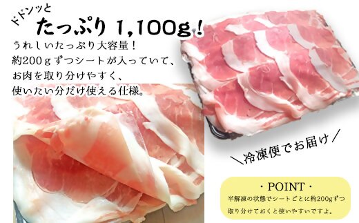 FSR-006【定期便】鹿児島県産 黒豚 しゃぶしゃぶ用 1.1kg×6回 計6.6kg 豚肉