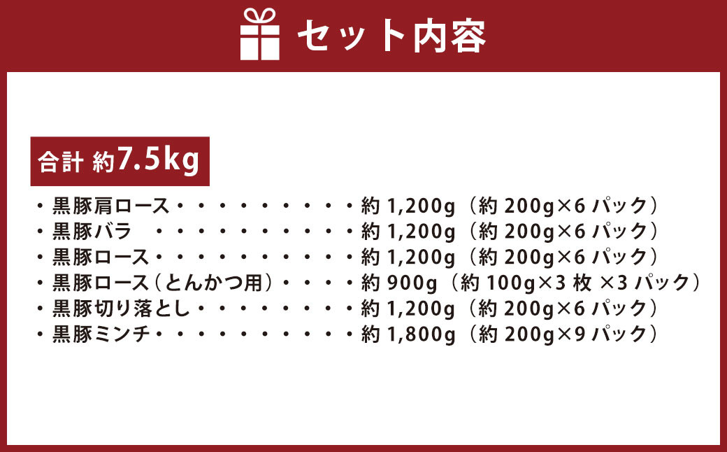 GS-605 鹿児島県産黒豚 6種詰合せ(約7.5kg)