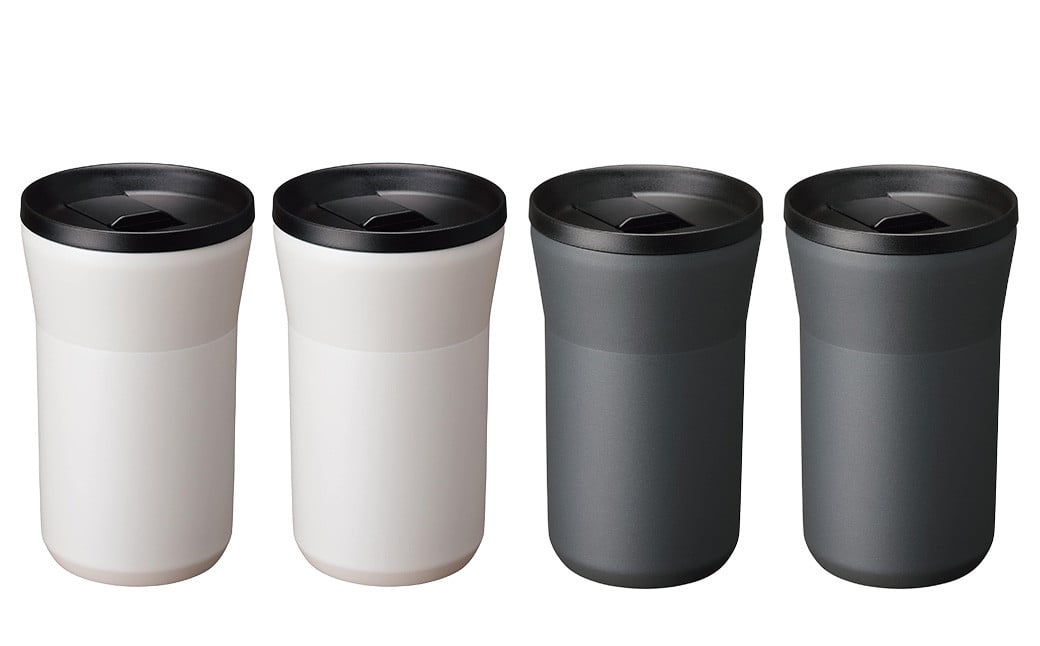 【京セラ】蓋付きタンブラー 350ml ＜クリームホワイト2個・ダークグレー2個＞ 計4個セット CERAMUG タンブラー 真空容器 保冷 保温 真空断熱 セラミック トラベルカップ KYOCERA DSR-623