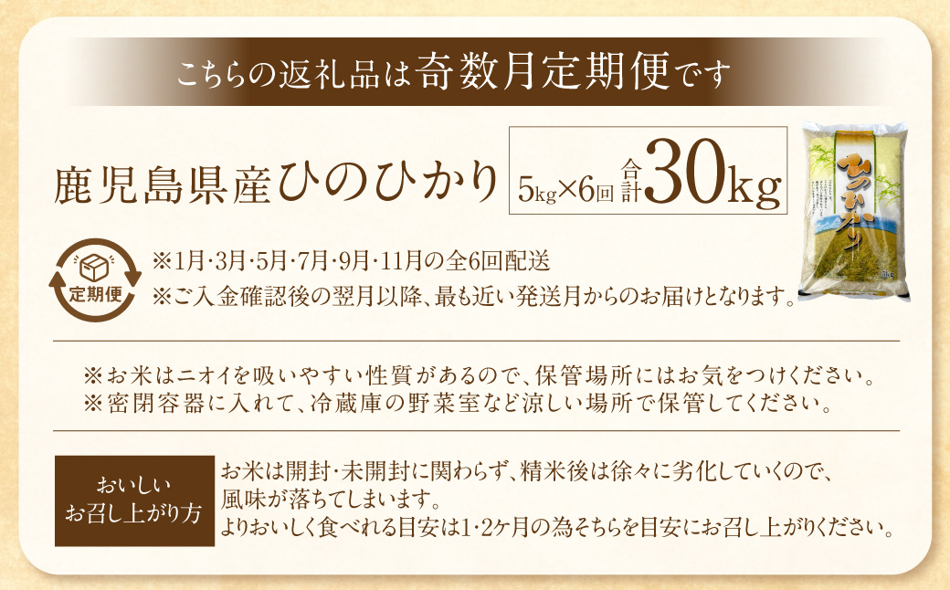 FS-316 【奇数月6回定期便】【KODAMAFARMS】ひのひかり 5kg（計30kg） 米 新米 精米 白米 お米