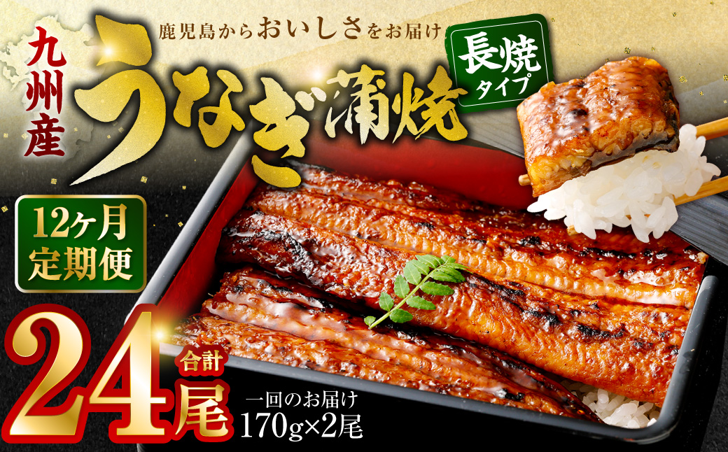 KS-103【12カ月定期便】 九州産うなぎ蒲焼（約170ｇ×2尾×12回）