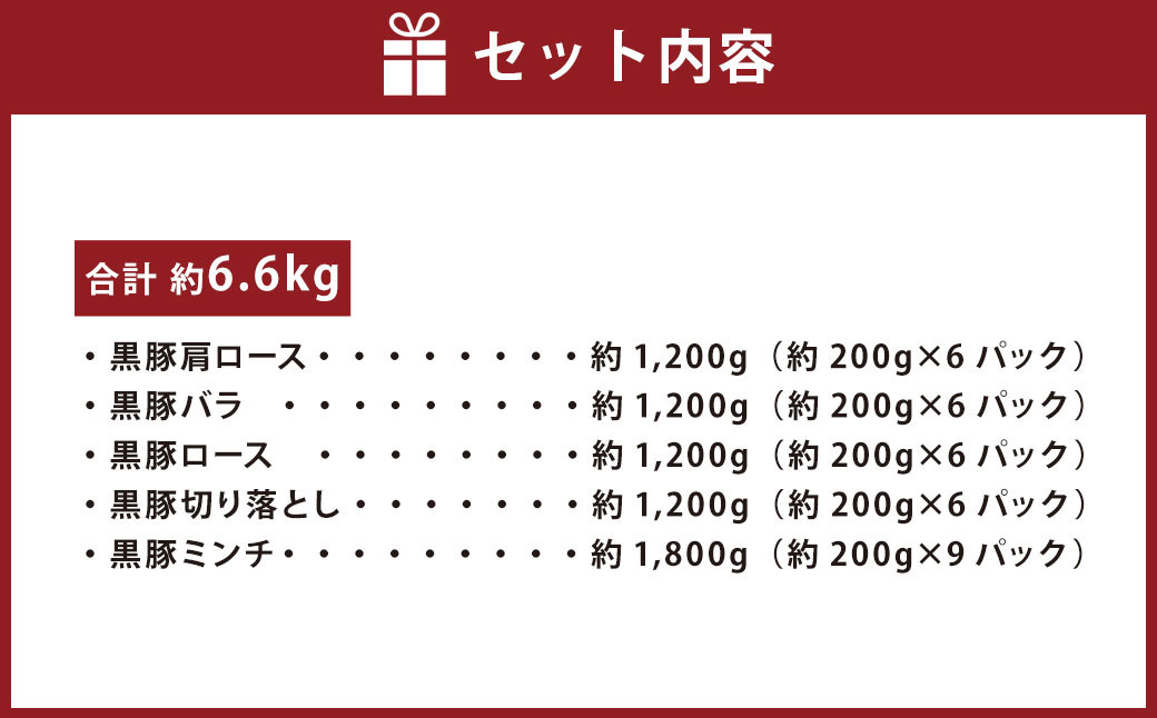 FS-308 鹿児島県産黒豚 5種詰合せ(約6.6kg)