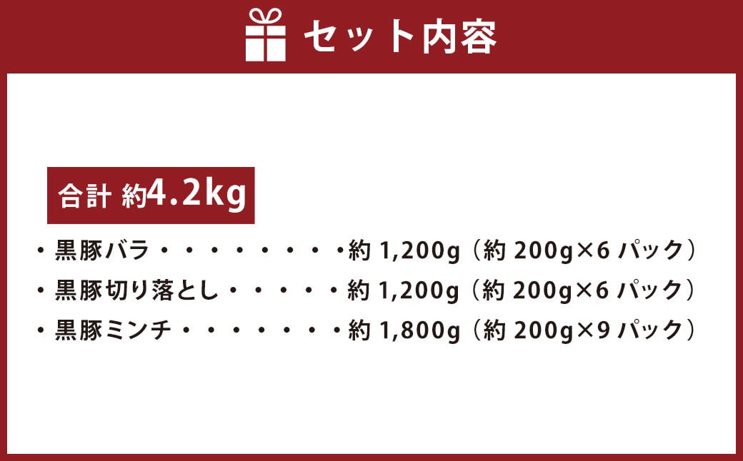 CS-530 鹿児島県産黒豚 3種詰合せ(約4.2kg)