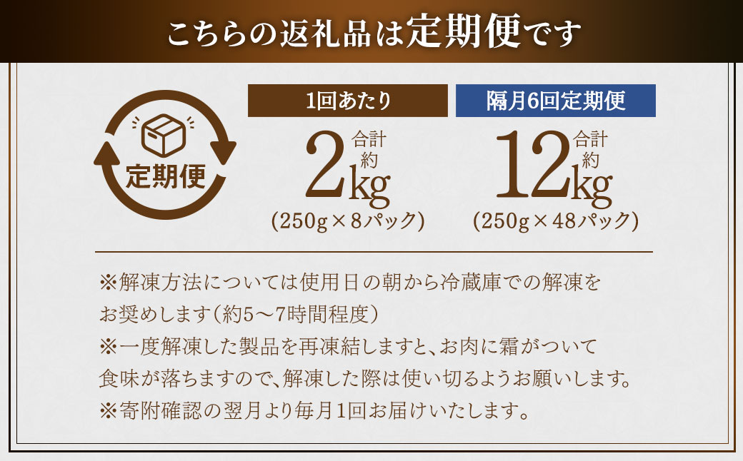 GSR-033 【隔月6回定期便】鹿児島県産黒豚 大容量小分けパック切り落とし 合計12kg（2kg×6回） 黒豚 黒豚切り落とし 切り落とし 豚肉 ウデ肉 肩肉