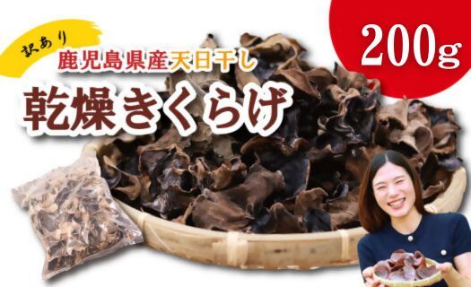 ＼"訳アリ”／鹿児島県産天日干し乾燥きくらげ 合計200g 国産 訳あり 訳アリ 業務用 乾燥きくらげ 野菜 きのこ 健康 食物繊維 低カロリー エムズ わか農園 サラダ みそ汁 スープ 炒め物 煮物 和え物 鹿児島県 薩摩川内市 送料無料 AS-0145