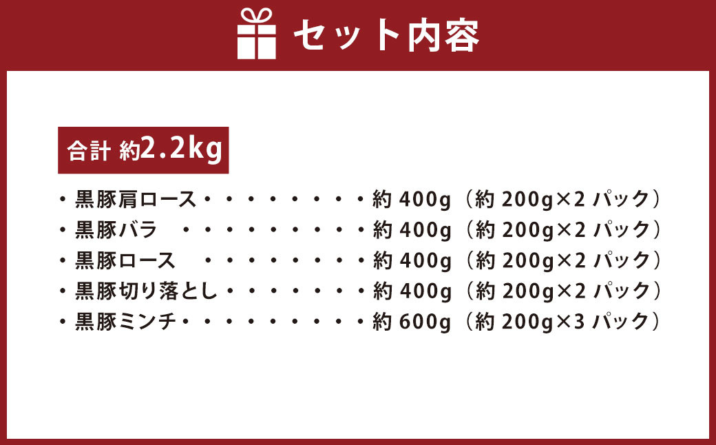 BS-129 鹿児島県産黒豚 5種詰合せ(約2.2kg)