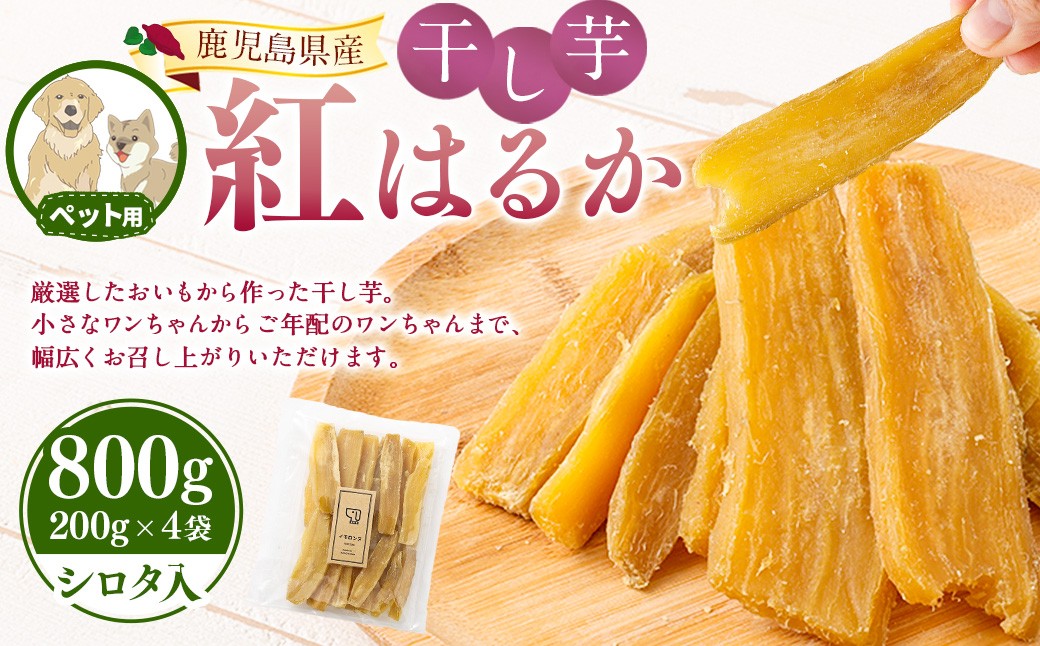 【ペット用】 鹿児島県産 紅はるか 国産 干し芋 200g 4袋セット しっとり系 【2026年7月中旬までに発送】 芋 おいも いも AS-2260