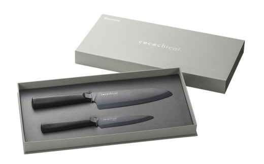 京セラ ココチカルシリーズ セラミックナイフ2本セット 11cm 16cm 黒 包丁 フルーツナイフ 三徳包丁 日本製 ES-025
