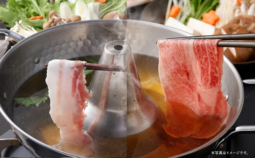 【お肉たっぷり食べ比べ（黒豚バラ・黒牛肩ロース）】 黒豚・黒牛しゃぶしゃぶ専門店SATSUMAの黒豚・黒牛しゃぶしゃぶセット （4〜6人前） 黒豚 バラ 黒牛 肩ロース 牛肉 CSR-360-1