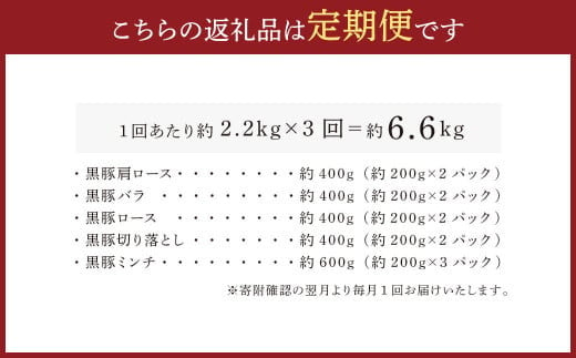 FS-309 【3ヶ月定期便】鹿児島県産黒豚 5種詰合せ(約2.2kg×3回)