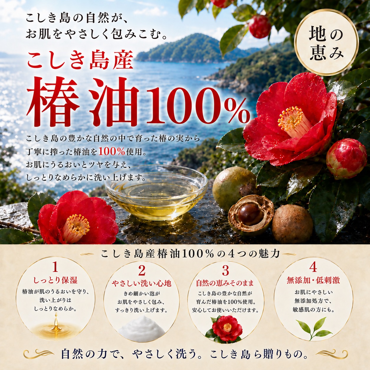 こしき椿姫（石鹸）２個 石鹸 椿油 甑島 海洋深層水 AS-490