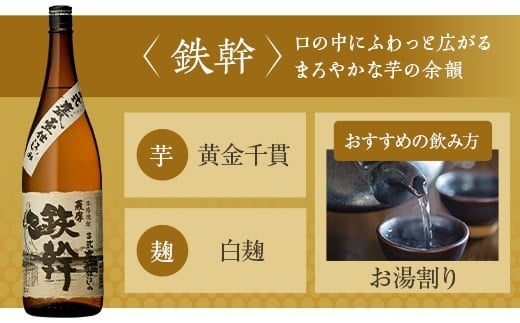 CS-006 人気の鉄幹3種(鉄幹1800ml･鉄幹黒1800ml･紅鉄幹1800ml) 飲み比べセット 芋焼酎