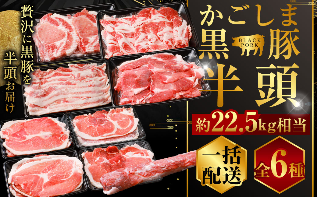 KSR-306-a 【一括配送】かごしま黒豚半頭 約22.5kg 生産者直送 薩摩八重ファーム 工房みかく亭 