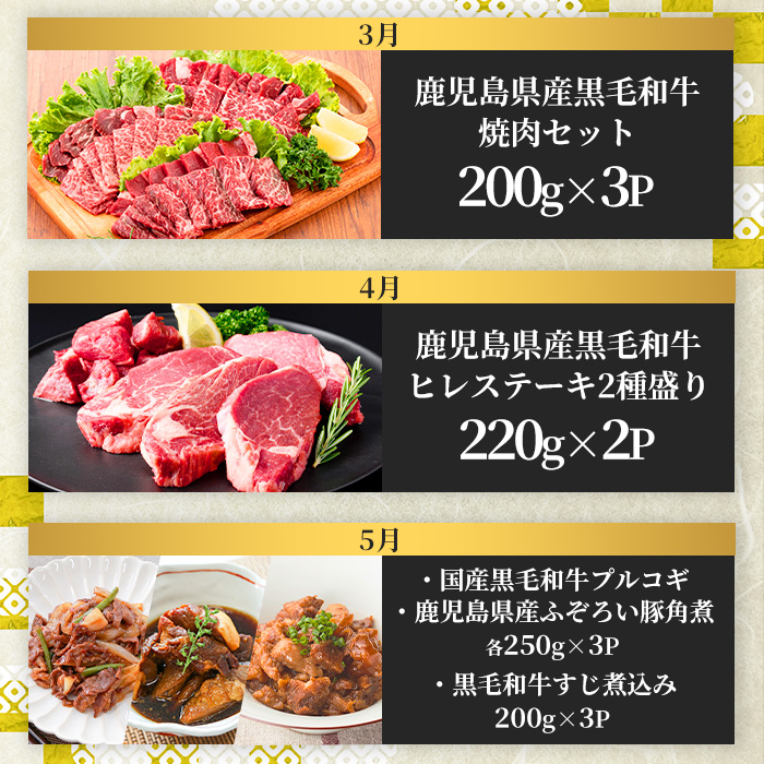 No.754 ＜定期便・全12回(連続)＞お楽しみ！大人気の返礼品定期便(全12回・ステーキ、ハンバーグ、ローストビーフなど)【カミチク】