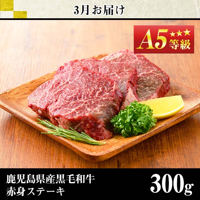 No.1013 ＜定期便・全4回＞カミチクの定期便！鹿児島県産黒毛和牛赤身定期便(合計1.7kg)牛肉 和牛 ステーキ スライス 焼肉 BBQ キャンプ 定期便 頒布会 A5 冷凍 ギフト【カミチク】