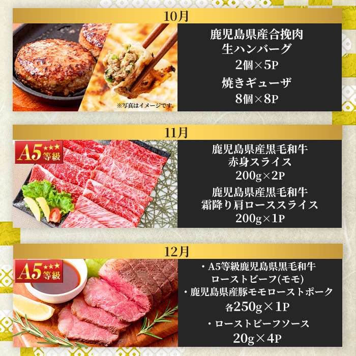 No.754 ＜定期便・全12回(連続)＞お楽しみ！大人気の返礼品定期便(全12回・ステーキ、ハンバーグ、ローストビーフなど)【カミチク】