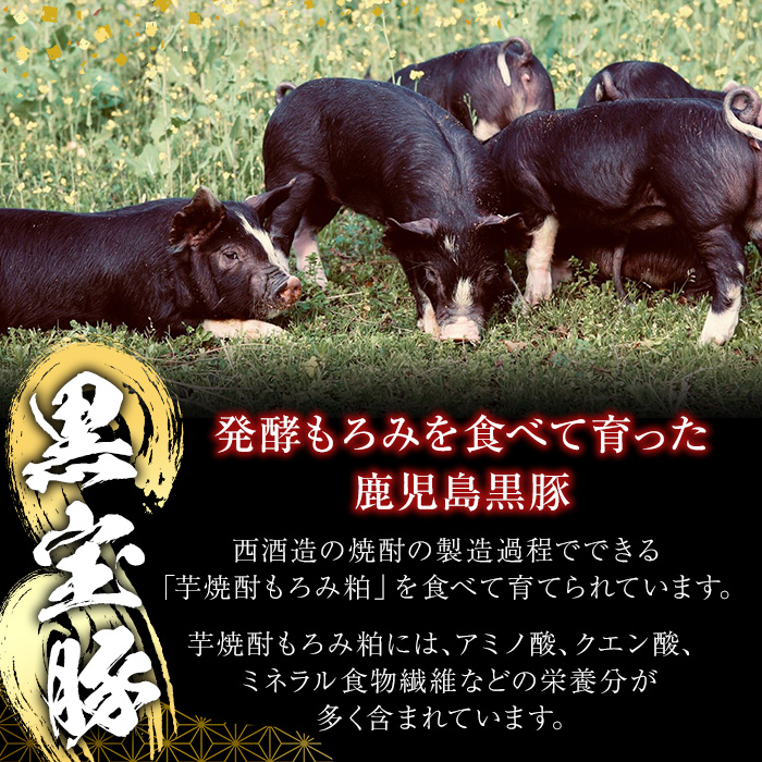 No.1240-c 高級かごしま黒豚！「黒宝豚」 しゃぶしゃぶ セット(豚バラ/ロース/肩ロース:各300g) ＋塩麴たれ！国産 九州産 鹿児島県産 黒豚 豚肉 豚バラ ロース 贈答 【西酒造】