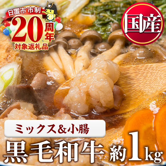 No.1001-04 国産黒毛和牛ミックスホルモン、上ホルモン(合計1.1kg) 国産 九州産 牛肉 黒毛和牛 和牛 ホルモン 焼肉 鉄板焼き もつ鍋 冷凍 小分け【カミチク】
