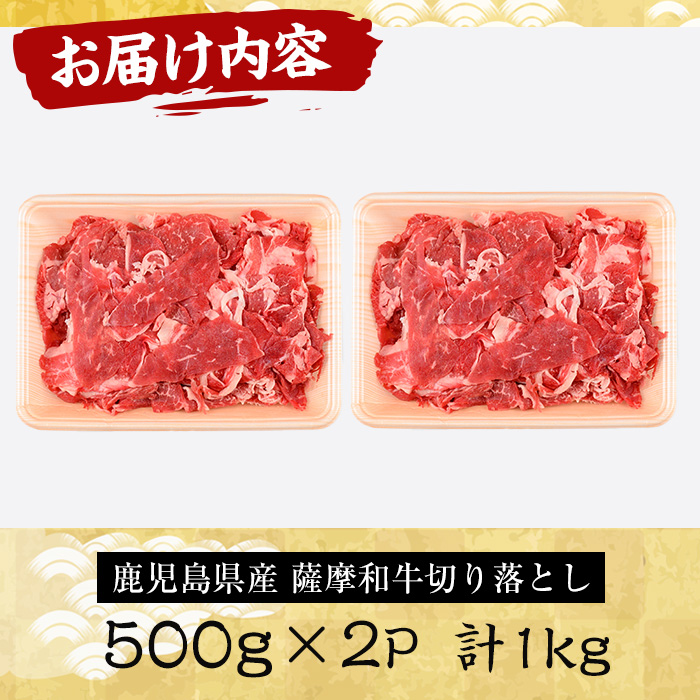 No.1142-B 薩摩和牛切り落とし(計1kg・500g×2P) 【さつま屋産業】