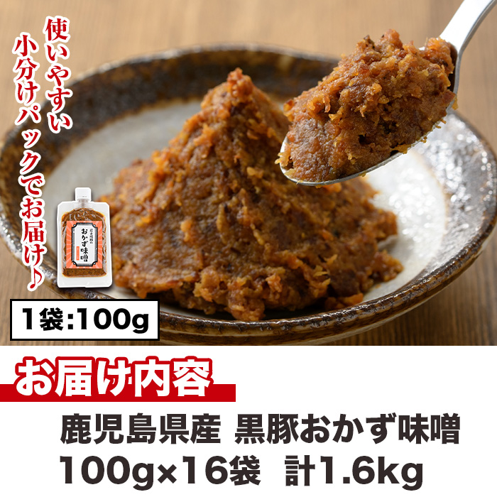 No.1147 鹿児島県産！黒豚おかず味噌(計1.6kg・100g×16パック)【コワダヤ】