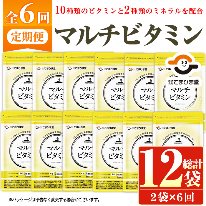 No.1279-B ＜定期便・全6回(隔月)＞マルチビタミン(2袋×6回・計12袋) 鹿児島 日置市 健康食品 サプリ 栄養バランス マルチビタミン ミネラル 亜鉛 マグネシウム 【てまひま堂】