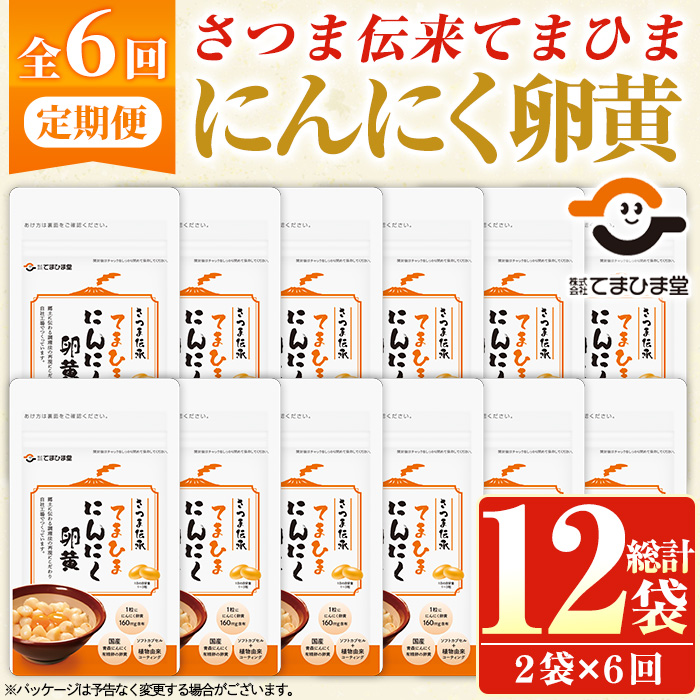 No.1278-B ＜定期便・全6回(隔月)＞てまひま にんにく卵黄(1袋 62粒入・2袋×6回) 鹿児島 日置市 ニンニク 健康食品 カプセル 安全安心 定期便 頒布会 サプリメント【てまひま堂】