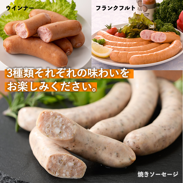 No.792 鹿児島県産！黒豚ソーセージ3種(合計約2.4kg)【コワダヤ】