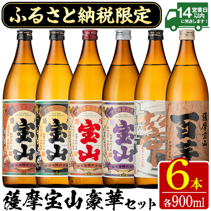 No.253 ふるさと納税限定！人気の焼酎！薩摩宝山豪華セット(6銘柄×各900ml 計6本) 焼酎 酒 アルコール 宝山 芋焼酎 薩摩芋 常温 常温保存 セット 飲み比べ 鹿児島 日置市 数量限定【西酒造】