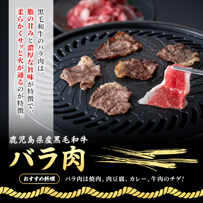 No.1039 ＜訳あり＞鹿児島黒毛和牛ロース・バラ切り落とし(250g×4袋・計1kg)【NBフード】