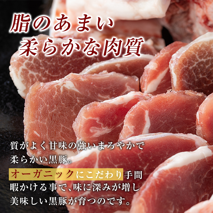 A0-315 鹿児島黒豚焼肉BBQ用味付肉(250g×4P)合計1kg【米平種豚場ふくふく黒豚の里】